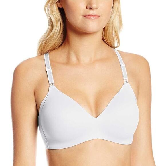 New Warner's Womens 40C White No Side Effects Underarm Smoothing Wireless Bra - Picture 1 of 6